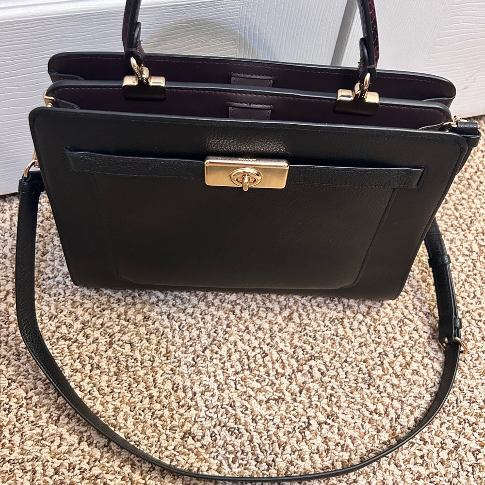 Coach Lane Carryall top handle / crossbody - black with gold hardware - Picture 2 of 9